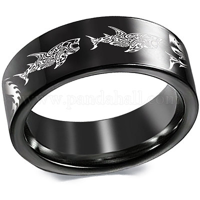 Кольца для пальцев из нержавеющей стали 201 с рисунком акулы FS-WG835B4-01-1