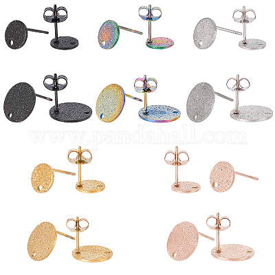 40 шт. 10 плоских круглых серег-гвоздиков STAS-UN0024-24-1