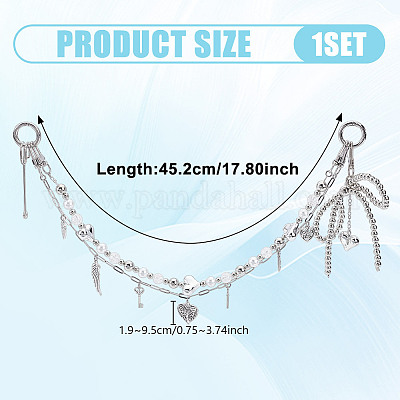 Латунные цепочки и акриловые бусины двухслойные декоративные цепочки-банты для сумочки&nbsp;HJEW-NB00281-1