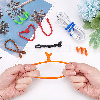 Roellgs 24 Piece Twist Ties, 3 4 6 And 8 Silicone Cable Ties Reusable Rubber Band Holder For Wire Management Rope Hanging