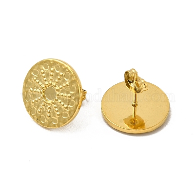 Ионное покрытие (ip) серьги-гвоздики из нержавеющей стали 304 с оправой кабошон EJEW-I281-11G-1