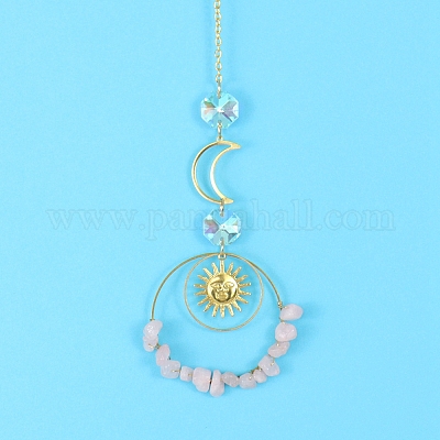 Подвесные украшения из стекла и латуни HJEW-PW0002-12A-1