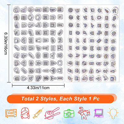 2шт. 2 стиля ежедневной тематики прозрачные силиконовые штампы набор DIY-CP0009-61-1