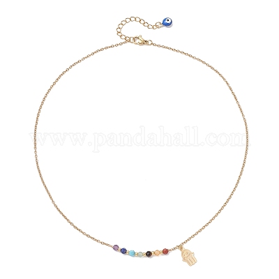 Подвеска с круглыми бусинами из натурального драгоценного камня чакра NJEW-JN05531-01-1