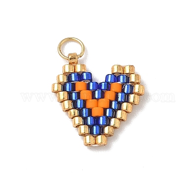 Подвески в виде сердечек из стеклянных бусин PALLOY-MZ00925-1