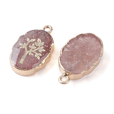 Овальные подвески из натурального клубничного кварца G-C102-07G-04-1