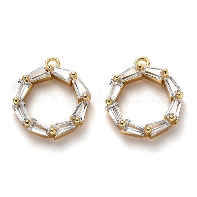 Латунные микропаве прозрачные подвески с фианитом KK-B028-04G-A-1