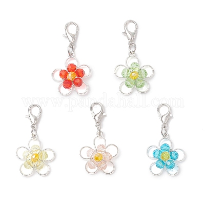 Подвесные украшения из сплава и стекла HJEW-JM04592-1