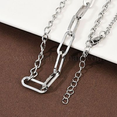 304 нержавеющая сталь скрепка цепочка витая цепь кабель цепи ожерелья для женщин мужчин NJEW-A053-01P-1