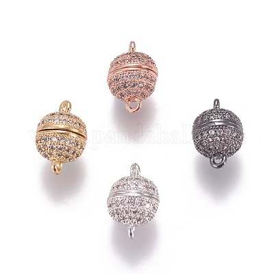 Магнитные застежки из латуни с цирконием и микропаве с петлями ZIRC-G097-01-1