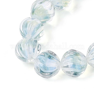 Фактурные внутренние бусины-лэмпворк ручной работы с цветком LAMP-T024-07D-1