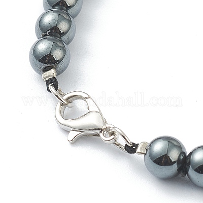 Однослойные ожерелья из немагнитного синтетического гематита и бирюзовых бусин NJEW-H307-01B-1