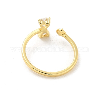 Латунные оправы для колец-манжет с прозрачными кубическими цирконами KK-G518-10G-06-1