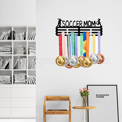 CREATCABIN Porte-Médailles de Cyclisme,Support Mural,Cadre en Bois pour Médailles de Sport,Décoration Murale Noire,Organisateur de Médailles pour Suspendre Vélo,40x15cm