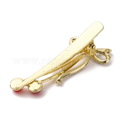 Заколки для волос из крокодиловой кожи вишневого цвета с золотистым сплавом PHAR-K006-04A-G-1