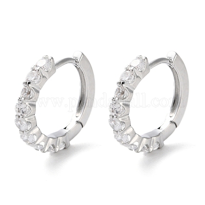 Латунные серьги-кольца из прозрачного кубического циркония EJEW-C121-03P-1