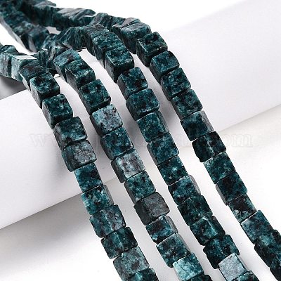 Нити бусин из натурального кунжутного яшмы/киви G-T139-6x6-14A-1