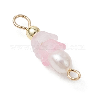 Подвески-шармы из искусственного пресноводного жемчуга и акрила с матовым цветком PALLOY-JF03590-02-1
