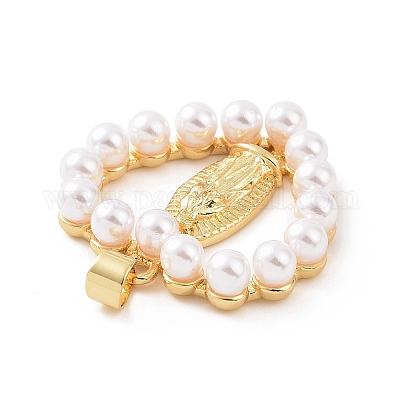 Латунь с подвесками из искусственного жемчуга из абс-пластика KK-G460-06G-1