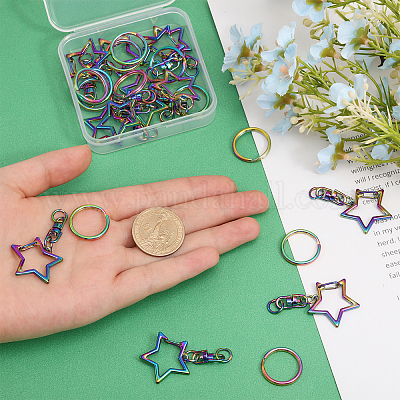 16 шт. Звездный сплав и железные поворотные брелки-застежки FIND-CA0007-20-1