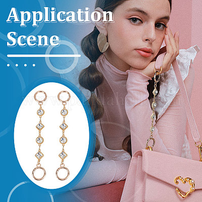 Удлинительные цепочки для сумок с ромбами и плоскими круглыми стразами aolly pave FIND-WH0152-600G-1