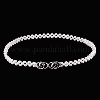 Эластичные цепочные ремни из сплава и акрила с бусинами-имитаторами WG979C0-15-1