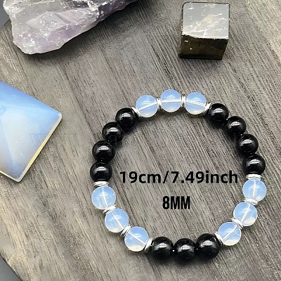 Женские браслеты из круглых бусин опалита и стекла XK6980-1