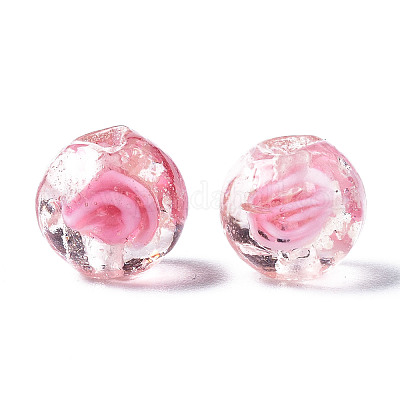 Ручной светящихся внутренний цветок Lampwork бисер LAMP-TD001-8mm-03-01-1