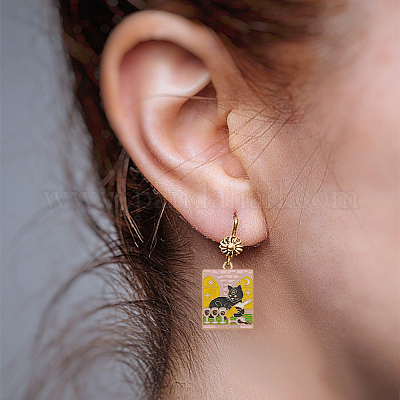 24шт 8 подвески из сплава ситила с эмалью прямоугольной формы ENAM-HY0001-43-1