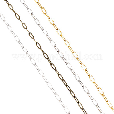 20м 4-х цветные латунные цепочки из скрепок CHC-CD0001-01-1