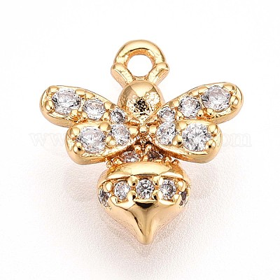 Латунные микропаве прозрачные подвески с фианитом KK-T075-19G-02-1