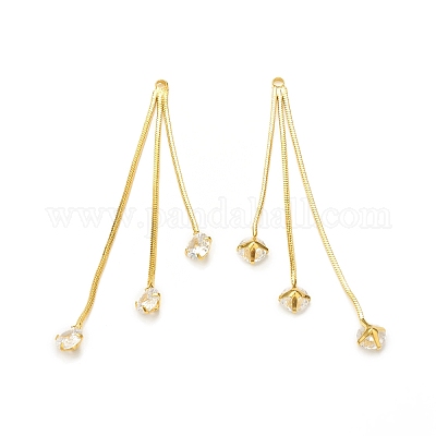 Подвески с кисточками из прозрачного стекла KK-P228-16G-1