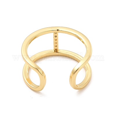 Кольцо-манжета с открытой буквой из прозрачного кубического циркония RJEW-A012-01G-I-1