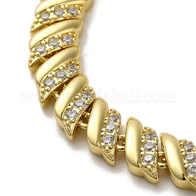 Браслеты-цепочки из латуни с микро-паве и прозрачным фианитом для женщин KK-R158-15G-1