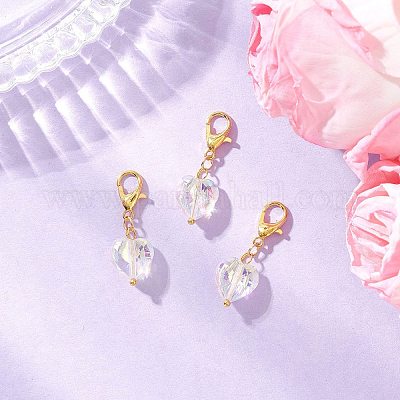 Стеклянные подвесные украшения в форме сердца HJEW-JM03770-02-1