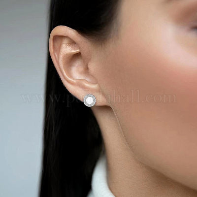 Элегантные плоские круглые серьги из стерлингового серебра 925 пробы с кубическими цирконами XC4158-1