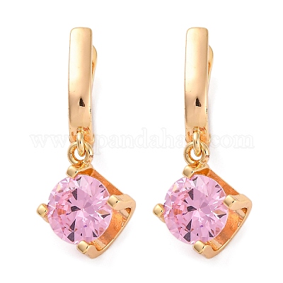 Латунные микропроволочные кубические серьги с цирконием EJEW-K300-19G-1