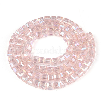 Стеклянные бусины с гальваническим покрытием  EGLA-D018-4x4mm-82-1