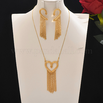Элегантный комплект украшений с кисточками из цинкового сплава в форме сердца для женщин HX7925-1