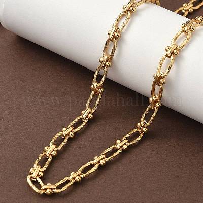 Ожерелье из овальных звеньев из нержавеющей стали 304 с ионным покрытием (IP) для женщин NJEW-B107-07G-01-1