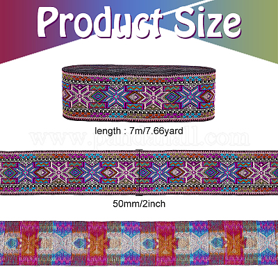 Лента из полиэстера с цветочной вышивкой в этническом стиле OCOR-WH0091-43-1