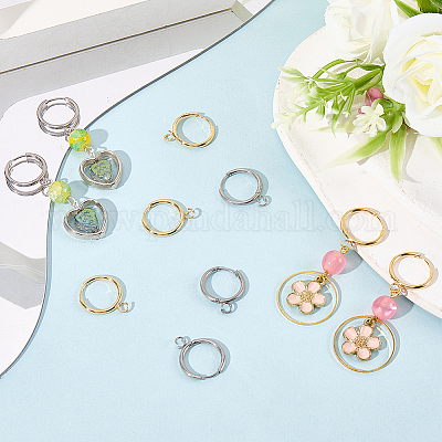 12 шт. 2 цвета 201 нержавеющая сталь фурнитура для сережек-колец STAS-SC0010-29-1