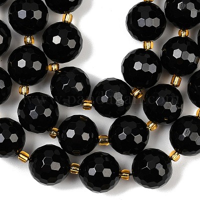 Натуральные бусины из черного оникса (окрашенные и нагретые) G-C249-A11-16mm-1