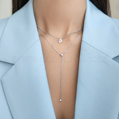 Длинные ожерелья из стерлингового серебра S925 с прозрачными кубическими цирконами и паве для женщин JY0116-2-1