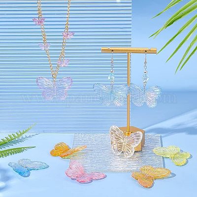 60 шт. 6-х цветные гальванические акриловые подвески PACR-NB0001-06-1