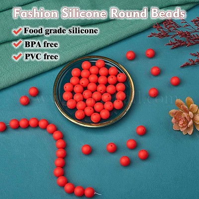 Wholesale 100Pcs Silicone Beads Round Rubber Bead 15MM Loose Spacer Beads  for DIY Supplies Jewelry Keychain Making 