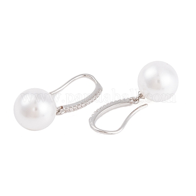 Покрытие стойки латунь кубический цирконий абс крючки для сережек с жемчугом EJEW-S219-16P-01-1