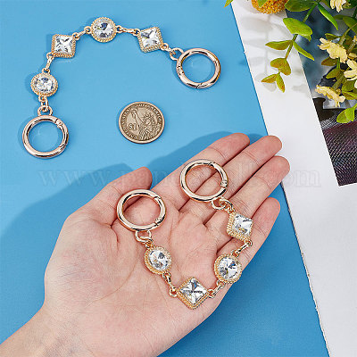 Удлинительные цепочки для сумок с ромбами и плоскими круглыми стразами aolly pave FIND-WH0152-600G-1