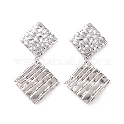 Boucles D'oreilles Pendantes Losange Argenté Avec Nacre Et Turquoise