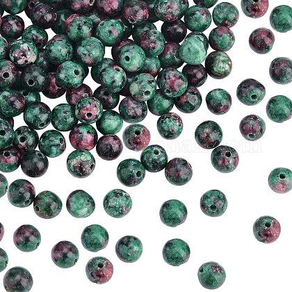OLYCRAFT 128Pcs 6mm Natural Stone Beads Natural Ruby Zoisite Beads Strands Round Loose Gemstone Beads Energy Stone for Bracelet Necklace Jewelry Making G-OC0002-79-1
